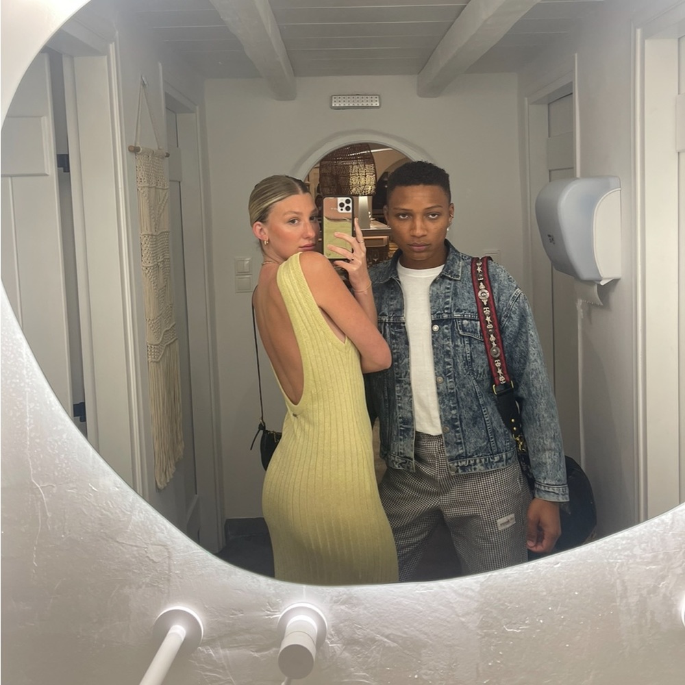 handmade knit summer yellow backless maxi dress